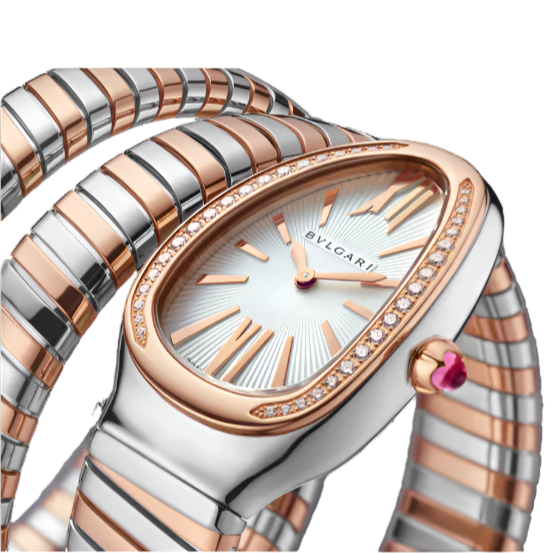 Bvlgari Serpenti Tubogas Silver Opaline Dial Quartz Ladies Watch 33 mm