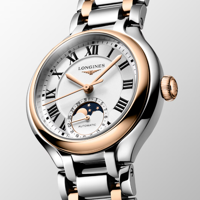 Longines Primaluna Moonphase-Watch 34mm, Stainless Steel And Rose Gold