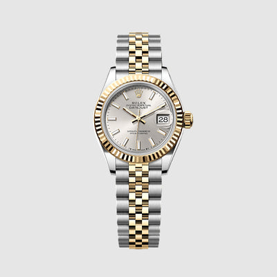 Rolex Silver Gold Stainless Steel Datejust Automatic Women's Wristwatch