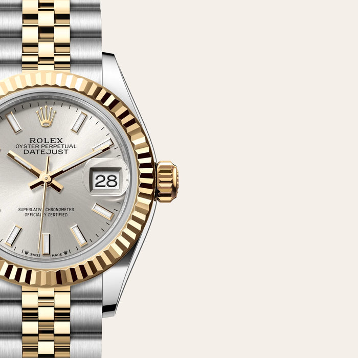 Rolex Silver Gold Stainless Steel Datejust Automatic Women's Wristwatch