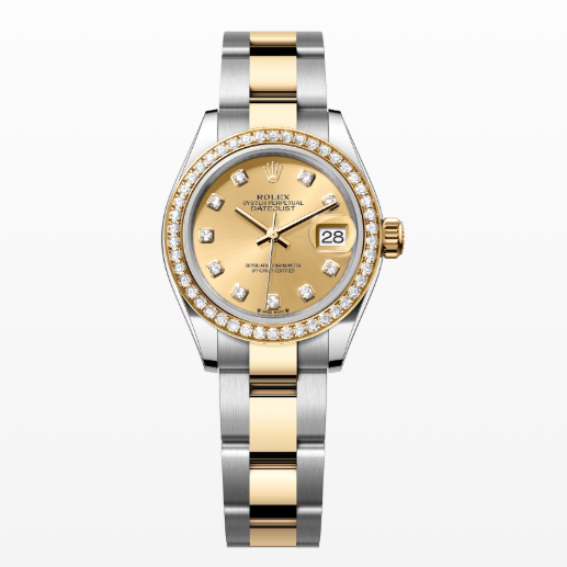 Rolex Lady-Datejust , Oystersteel, Yellow Gold and Diamonds