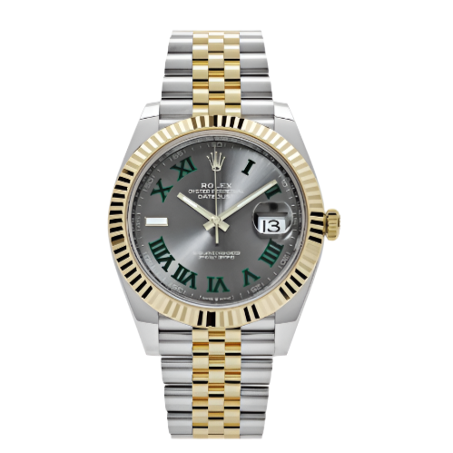 Rolex Datejust Yellow Gold Stainless Steel Slate Dial Jubilee