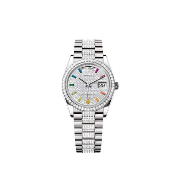 Rolex Day-Date 36 Oyster, 36 mm, White Gold and Diamonds