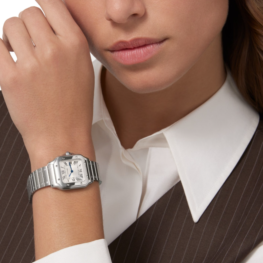 Cartier Santos De Cartier Watch, Small Model, Quartz Movement. Steel Case