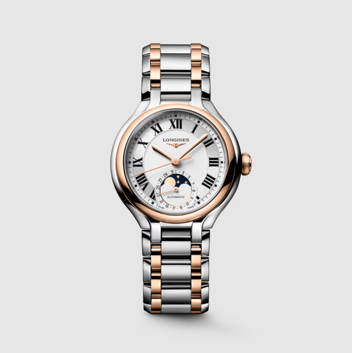 Longines Primaluna Moonphase-Watch 34mm, Stainless Steel And Rose Gold