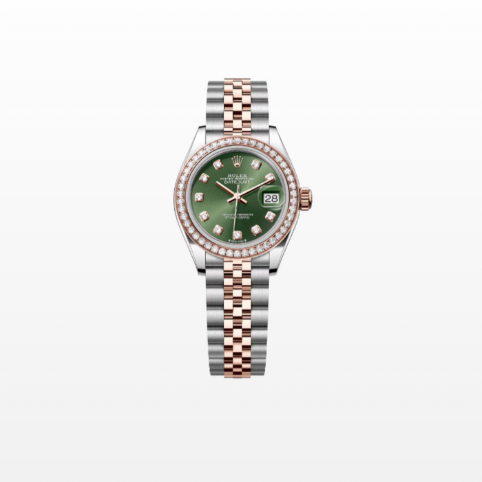 Rolex Datejust Green Lady-Datejust 28 mm, acier Oystersteel And Everose Gold And Crystal