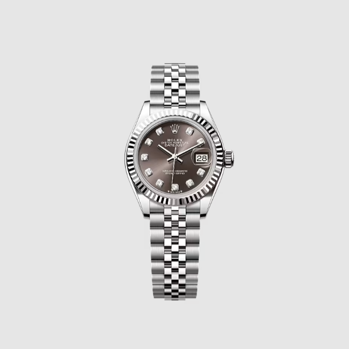 Rolex Datejust Steel White Gold Diamond Black Dial Ladies Watch