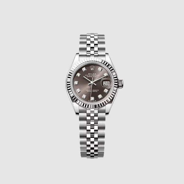 Rolex Datejust Steel White Gold Diamond Black Dial Ladies Watch