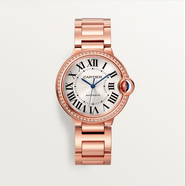 Ballon Bleu De Cartier Watch 36 mm, Mechanical Movement With Automatic Winding, Rose Gold, Diamonds