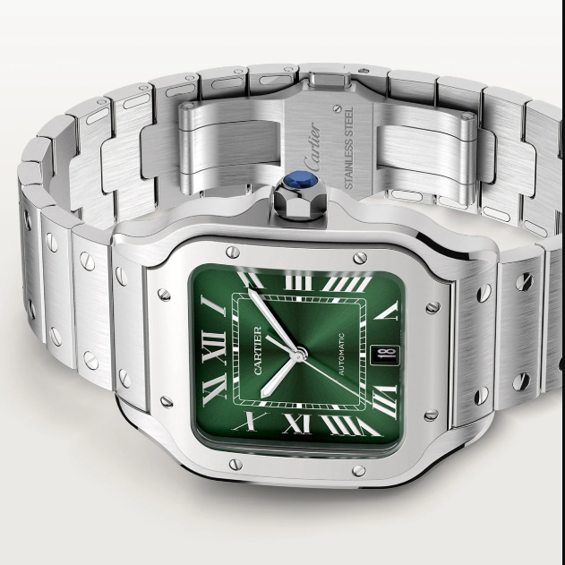 Cartier Santos De Silver Green Dial 41mm