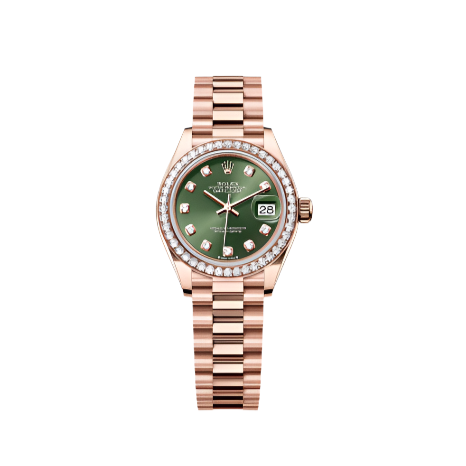 Rolex Lady Datejust Everose Gold Green Dial 28mm