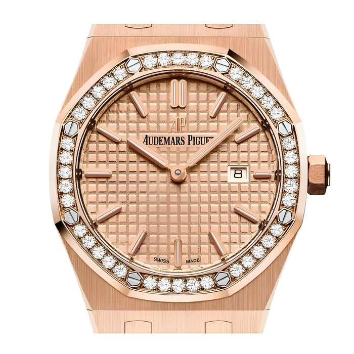 Audemars Piguet Royal Oak Crystal Rose Gold Steel Strap Watch 33 mm