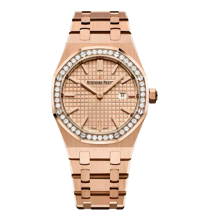 Audemars Piguet Royal Oak Crystal Rose Gold Steel Strap Watch 33 mm
