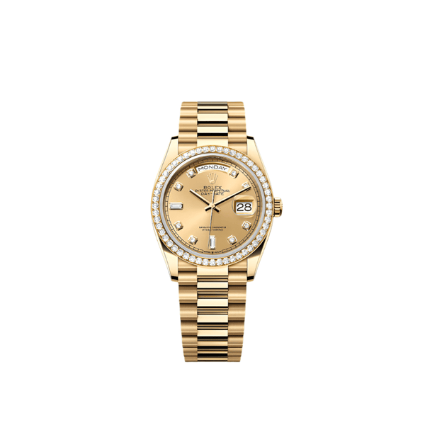 Day-Date 36 Oyster, 36 mm, Yellow Gold and Diamonds Reference 128348RBR
