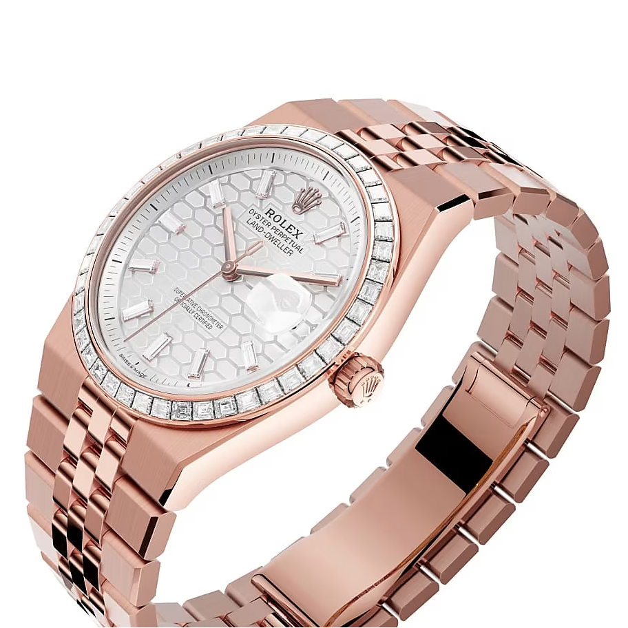 Rolex Land-Dweller 40 Oyster, 40 mm, Everose Gold and Diamonds