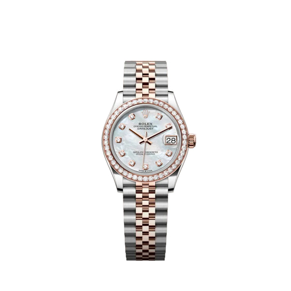 Rolex Datejust 28 mm, Oystersteel, Everose Rose Gold And Diamonds