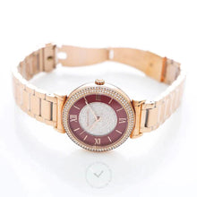 Michael Kors Caitlin Quartz Red Crystal-Set Dial Rose Gold-Plated Ladies Watch - BEAUTY BAR