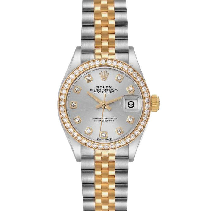 Rolex Datejust 28, Steel Yellow Gold Diamond Ladies Watch 279383
