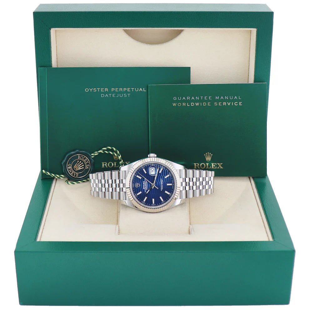 Rolex Datejust 41mm Blue Dial Baton Index Luxury Men's Wristwatch