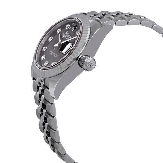 Rolex Datejust Steel White Gold Diamond Black Dial Ladies Watch