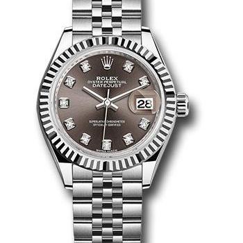 Rolex Datejust Steel White Gold Diamond Black Dial Ladies Watch