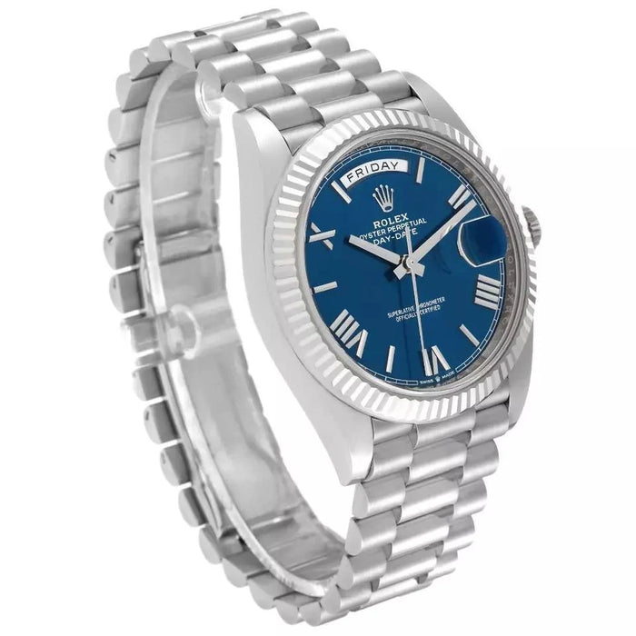 Rolex Day-Date 40mm Blue Ombré Roman Dial Fluted Bezel President Bracelet