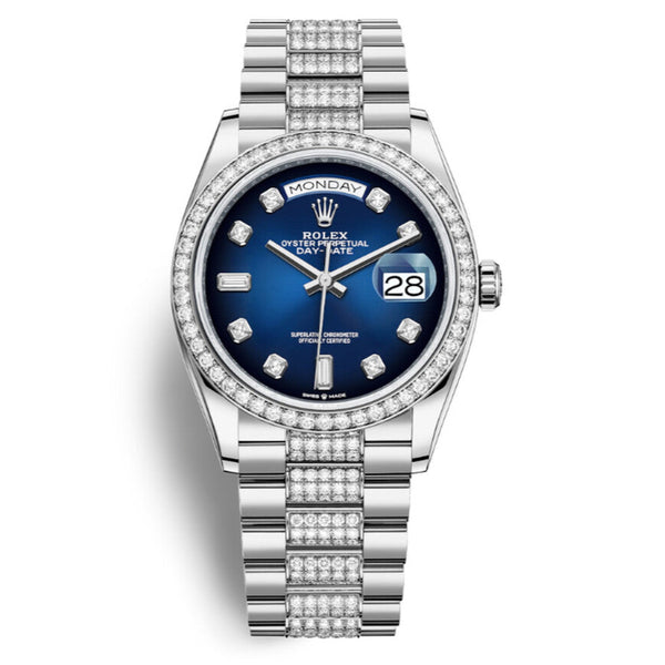 Rolex Day-Date 36 Oyster, 36 mm, White Gold and Diamonds Reference 128349RBR